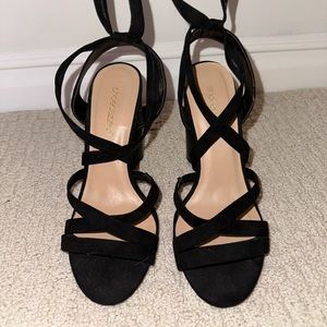 Shoe Dazzle Black Strap Heels for Sale
